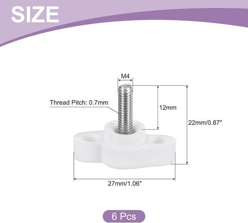 uxcell 6Pcs Tee Wing Knobs Thumb Screws, M4 x 10mm Clamping Screw Knob Male Thread 304 Stainless Steel T Shaped Thumb Screws Handle 27mm Dia. for Hand Tightening Knob Replacement, Black in Saudi Arabia