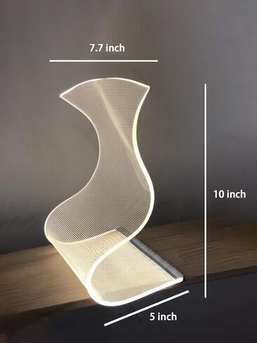 [USB] مصباح مكتب LED منحني حديث | الإضاءة المحيطة المستقبلية لغرف الألعاب وغرف النوم والمكاتب | عاكس الضوء الأكريليكي الفريد مع شاشة LED شفافة - قياسي in Kuwait