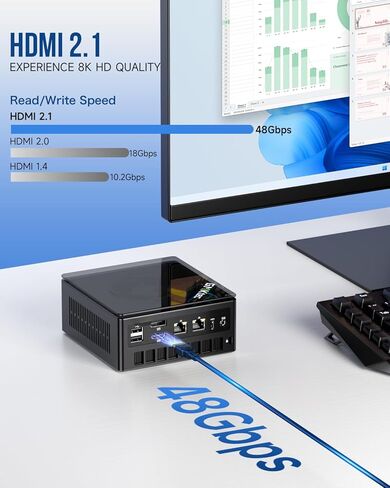 GMKtec Gaming Mini PC, AMD Ryzen 7 8845HS, Windows 11 Pro, 64GB DDR5 RAM (32GBx2), 1TB PCIe 4.0 SSD, Dual 2.5Gbps LAN, USB4.0, HDMI, DisplayPort,USB-C,WiFi 6E,Bluetooth5.2,High-Performance Computer K8 in Saudi Arabia