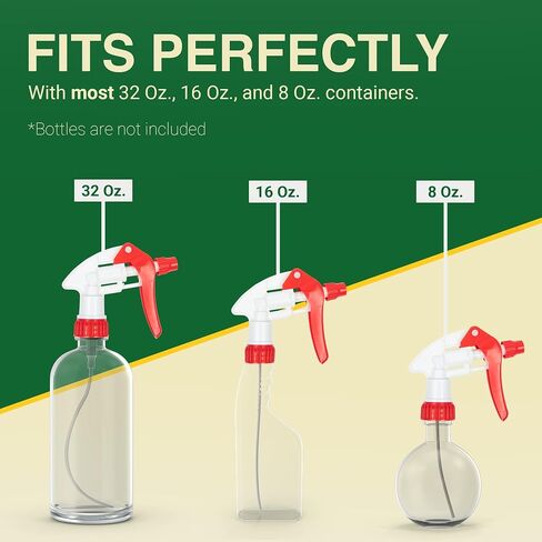 Spray Bottle Nozzle Replacement, Bottle Tops Only - Sprayer Nozzle Triggers for Heavy Duty, Commercial, Home Cleaning Solutions - Fits 8,16,24,32 oz Plastic & Glass Bottles, Mixed 3 pack in Saudi Arabia