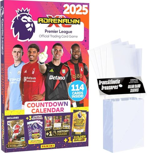 Panini Adrenalyn XL Advent Countdown Calendar 2024-2025 + 200 Card Protectors, Premier League Soccer Trading Cards, 114 Cards Including 6 Limited Edition Cards in Kuwait