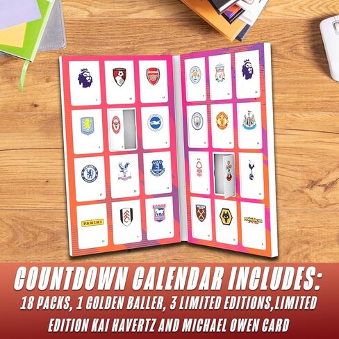 Panini Adrenalyn XL Advent Countdown Calendar 2024-2025 + 200 Card Protectors, Premier League Soccer Trading Cards, 114 Cards Including 6 Limited Edition Cards in Kuwait