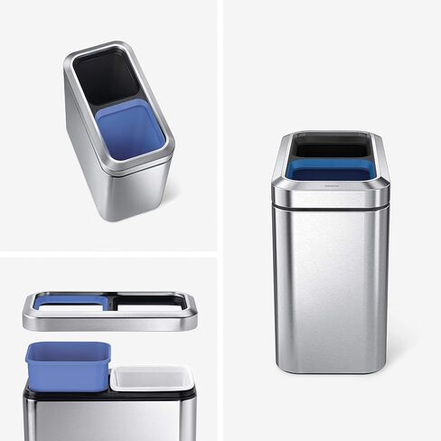 Simplehuman 25 لتر / 6.6 جالون سلة مهملات صغيرة رفيعة مفتوحة من الأعلى، سلة مهملات مكتبية من الدرجة التجارية الثقيلة، فولاذ مقاوم للصدأ مصقول in Kuwait