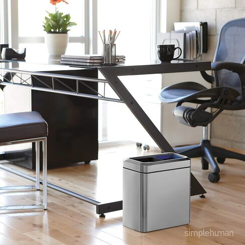 Simplehuman 25 لتر / 6.6 جالون سلة مهملات صغيرة رفيعة مفتوحة من الأعلى، سلة مهملات مكتبية من الدرجة التجارية الثقيلة، فولاذ مقاوم للصدأ مصقول in Kuwait