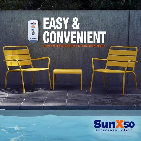 CoreTex Sun X 50+ 750 مل لوشن واقي من الشمس وموزع مثبت على الحائط - خالي من البارابين والأوكسيبنزون ​​والأوكتينوكسات - خالي من الزيوت، واقي من الشمس واسع الطيف (UVA/UVB) - مقاوم للماء والعرق حتى 80 دقيقة. in Kuwait