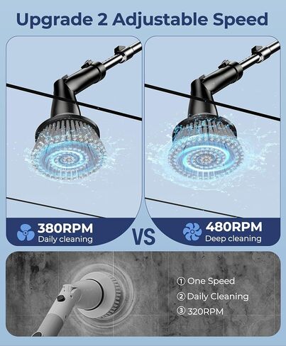 kHelfer Electric Spin Scrubber Kh8, 2024 New Cordless Shower Scrubber, 8 Replacement Head, Bathroom Scrubber Dual Speed, Shower Cleaning Brush & Extension Arm for Bathtub Tile Floor in Saudi Arabia