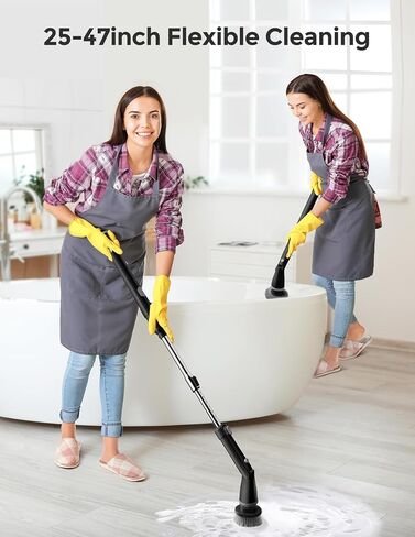 kHelfer Electric Spin Scrubber Kh8, 2024 New Cordless Shower Scrubber, 8 Replacement Head, Bathroom Scrubber Dual Speed, Shower Cleaning Brush & Extension Arm for Bathtub Tile Floor in Saudi Arabia