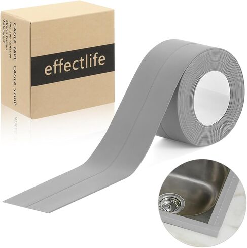 Grey Caulk Tape Self-Adhesive - Bathroom Corner Caulking Tape - Waterproof Toilet Caulk Strip - Toilet Sealer Around Toilet Base - Traditional Caulking Replacement in Saudi Arabia