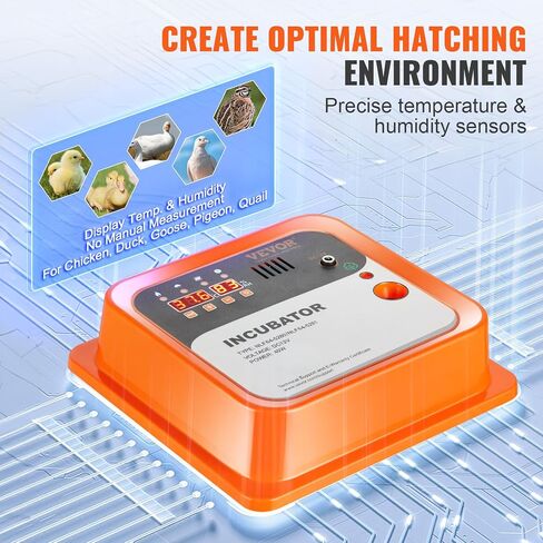 VEVOR 48 Egg Incubator, Incubators for Hatching Eggs, 360° Automatic Egg Turner with Temperature and Humidity Display, 48 Eggs Poultry Hatcher with ABS Transparent Shell for Chicken, Duck, Quail in Saudi Arabia
