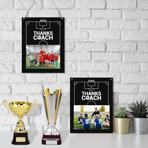 WATINC Thanks Coach Photo Frame - 7pcs Baseball Coach Wood Frame Gifts with Pen for Team Player Women Men, Home Office Sports Decorations Hanging Picture Frame Wall Art Photo Album (7.9" x 10.2") in Saudi Arabia