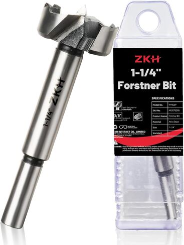 ZKH 3/8 Inch Forstner Drill Bit, Carbide Tipped Forstner Bit with Centering Point for Smooth, Flat, Burr-Free Holes, Ideal for Hard Wood, Soft Wood, Veneered Plywood, Plastic in Saudi Arabia