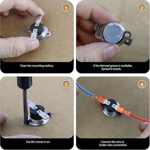 UL KSD301 125V 16A Thermal Switch,Circiut Off at 110°C/230°F and On at 90°C/194°F Thermostat Switch,Normally Closed N.C Auto Reset Snap Disc Bimetal Thermostat,2 pcs in Kuwait