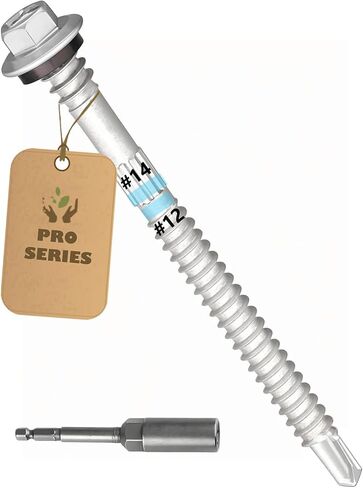 180PCS #12 X 1-1/4" Self-Drilling-Metal-Roofing-Screws,Hex-Head-EPDM-Washer Silver-Coated-Carbon-Steel-Roofing-Fasteners-Metal-to-Wood, Sheet-Metal-Screws-Metal to Metal,Hex Socket Included in Saudi Arabia