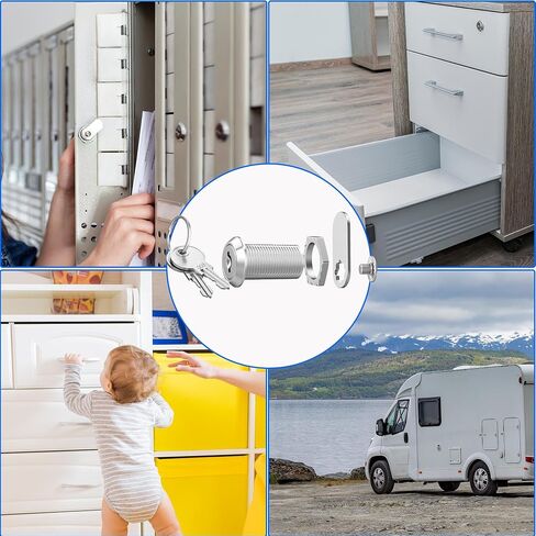3 Pack Cabinet Cam Locks Keyed Alike, 5/8" Cabinet Lock with Keys, Rv Locks for Storage Door Secure Files Drawers Mailbox RV Door Tool Box, Zinc Alloy in Saudi Arabia