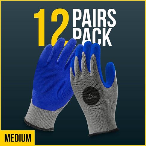 12 Pairs & 120 Pairs Blue Latex Coated, Gardening Gloves, Work Gloves, Double dipped, Textured Grip Gloves in Saudi Arabia