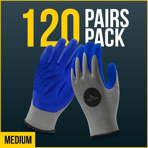 12 Pairs & 120 Pairs Blue Latex Coated, Gardening Gloves, Work Gloves, Double dipped, Textured Grip Gloves in Saudi Arabia