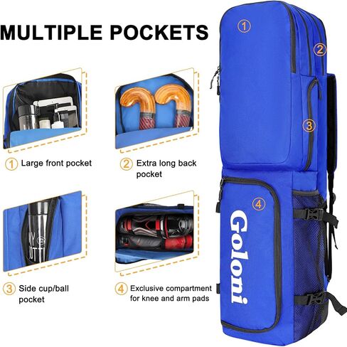 Goloni 4 Sticks Field Hockey Bag with Shoulder Straps,Field Hockey Stick Backpack with Shoe Compartment in Saudi Arabia