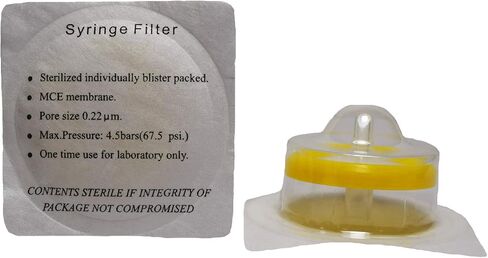 Syringe Filter Sterile, MCE 0.22μm 13mm Yellow (75/PK) in Kuwait