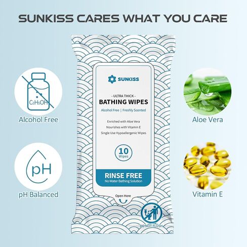 مناديل الاستحمام المبللة بالصبار من SUNKISS TrustPlus، مناديل تنظيف الجسم سميكة للغاية مقاس 8 × 12 بوصة للبشرة الحساسة للبالغين، والتخييم، والسفر، وصالة الألعاب الرياضية، والعناية، 40 قطعة in Saudi Arabia