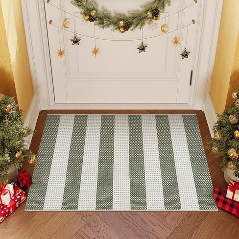 OJIA Fall Front Door Mat Outdoor Entrance 24"x 35", Machine Washable Porch Rug Indoor Outdoor Rugs Doormat Cotton Woven Entryway Rug Gray Striped Rug Small Area Rugs for Kitchen/Bathroom/Bedroom in Kuwait