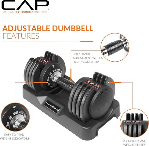CAP Barbell ADJUSTABELL Adjustable Dumbbell Weights - Pair | 25 & 55 lb Pair Weight Option in Saudi Arabia