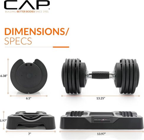 CAP Barbell ADJUSTABELL Adjustable Dumbbell Weights - Pair | 25 & 55 lb Pair Weight Option in Saudi Arabia