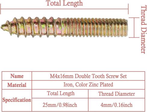 M4 Hanger Bolt Driver,20pcs M4X25mm Hanger Bolts Assortment Kit with M4x0.7mm Driver,Double Headed Bolts Self-Tapping Screws,Grade 4.8,Iron, Color Zinc Plated Finish in Kuwait