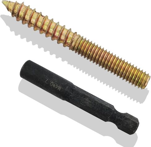 M4 Hanger Bolt Driver,20pcs M4X25mm Hanger Bolts Assortment Kit with M4x0.7mm Driver,Double Headed Bolts Self-Tapping Screws,Grade 4.8,Iron, Color Zinc Plated Finish in Kuwait