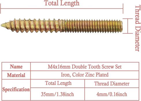 M4 Hanger Bolt Driver,20pcs M4X25mm Hanger Bolts Assortment Kit with M4x0.7mm Driver,Double Headed Bolts Self-Tapping Screws,Grade 4.8,Iron, Color Zinc Plated Finish in Kuwait