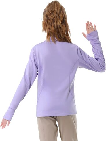 beroy Girls Fleece Long Sleeve Shirts Half Zip Equestrain Shirt Thermal Kids Horse Riding Shirts Thumbhole Pockets in Saudi Arabia
