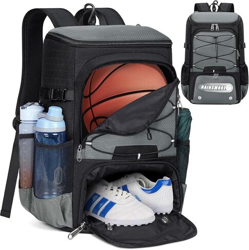 RAINSMORE Basketball Backpack 45L Basketball Bag with Separate Ball Holder & Shoes Compartment Water Resistant Sports Bag Basketball Equipment Bags Fit Volleyball, Soccer, Swim, Gym, Travel in Saudi Arabia