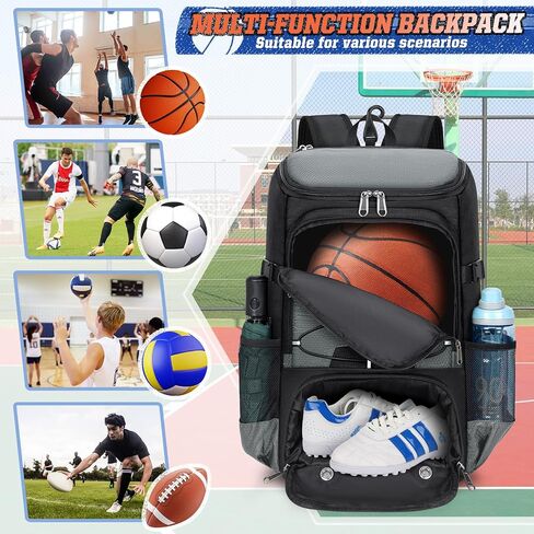 RAINSMORE Basketball Backpack 45L Basketball Bag with Separate Ball Holder & Shoes Compartment Water Resistant Sports Bag Basketball Equipment Bags Fit Volleyball, Soccer, Swim, Gym, Travel in Saudi Arabia