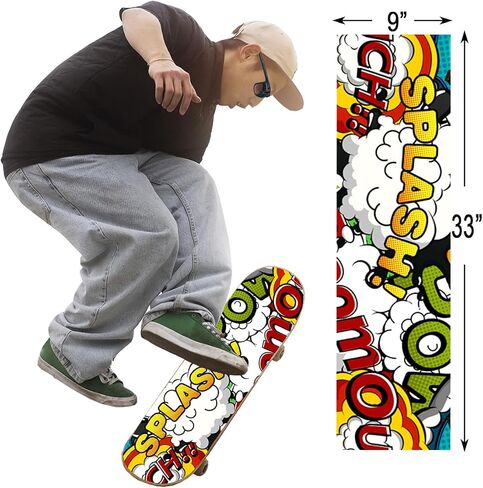 Skateboard Grip Tape, Black Griptape Sheet 9 x 33 Inch, Non Slip Bubble Free Skateboard Sandpaper, Scooter Grip Tape (Book) in Saudi Arabia