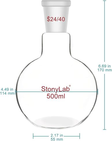 stonylab Soxhlet Extraction Kit, Borosilicate Glass 50/42 Soxhlet Extractor with Graham Condenser and Two 500 ml 24/40 Flat Bottom Flasks for Lab Extraction in Saudi Arabia