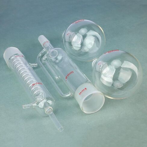 stonylab Soxhlet Extraction Kit, Borosilicate Glass 50/42 Soxhlet Extractor with Graham Condenser and Two 500 ml 24/40 Flat Bottom Flasks for Lab Extraction in Saudi Arabia