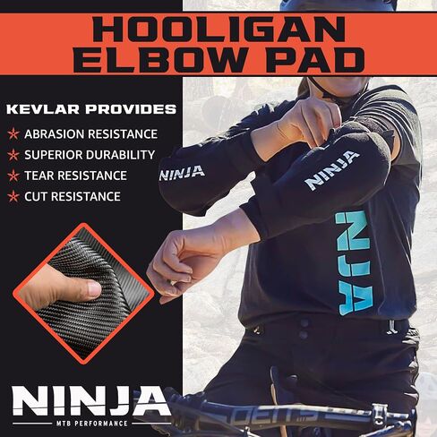 Ninja MTB Hooligan Elbow Pad, Heavy Duty BMX and Mountain Bike Elbow Pads, Great Protection & Lightweight Design, for Men and Women in Kuwait