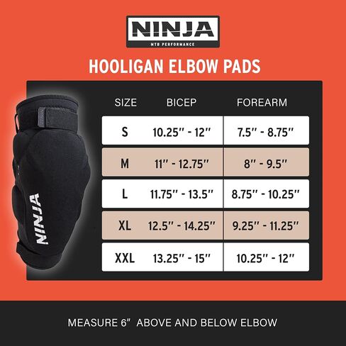 Ninja MTB Hooligan Elbow Pad, Heavy Duty BMX and Mountain Bike Elbow Pads, Great Protection & Lightweight Design, for Men and Women in Kuwait