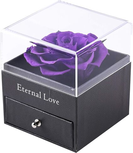 درج ورد محفوظ مع قلادة أحبك بـ 100 لغة، هدية رومانسية مصنوعة يدويًا من الورد الطازج لها في عيد الحب، وعيد الأم in Kuwait