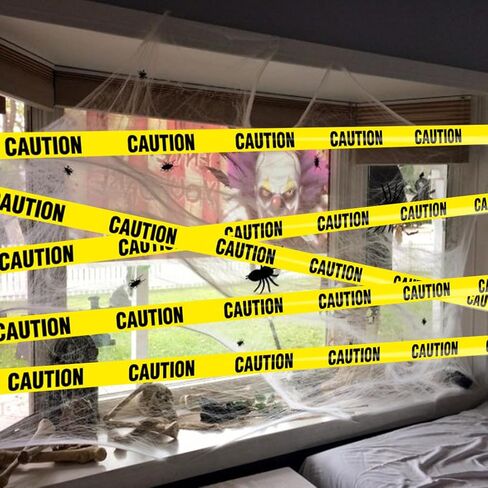 2 حزمة شريط تحذير أصفر ممتاز 3 بوصة × 1000 قدم شريط تحذير للهالوين شريط بناء للمناطق الخطرة/الخطيرة مشهد الجريمة ديكورات حفلات الهالوين in Kuwait