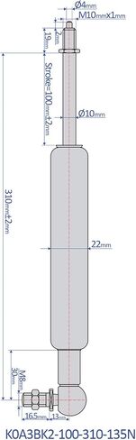 Bansbach – 12 inch (310mm) B-Locking Gas Spring, Force 90N (20lb) - Hydraulic Tools & Accessories in Kuwait