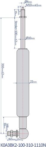 Bansbach – 12 inch (310mm) B-Locking Gas Spring, Force 90N (20lb) - Hydraulic Tools & Accessories in Kuwait