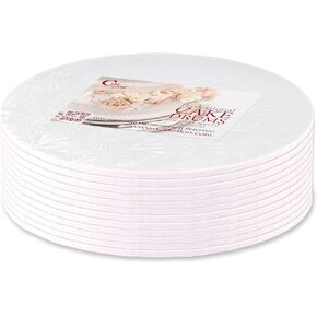 Cakebon Cake Boards 1/4 Inch Cake Drums - 12 Inch Cake Drum Fully Wrapped Edges White 12-Pack - Corrugated Cake Base Cake Boards 12 Inch Round