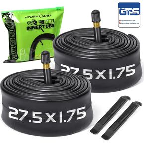 2 Pack 27.5 Inch x 1.75/1.95/2.10/2.125 Bike Tubes with 32mm Schrader Valve, 27.5 Bike Tube with 2PCS Levers, Bike Tube 27.5 x 2.10 Compatible with MTB and Cruisers, City Bikes, Road Bikes