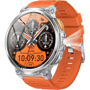 1.85"HD DIY Screen Military Smart Watch for Men(Answer/Dial Calls)100+Sports Modes,5ATM Waterproof Fitness Watch with Flashlight,Heart Rate,SpO2,Blood Pressure for Android iOS, Smartwatch-Black