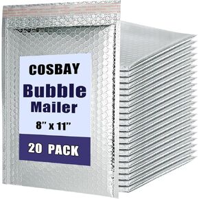 20 Pack Thermal Bubble Mailers,8 x 11" Self Seal Bubble Mailers,Waterproof Metallic Padded Envelopes,Foil Mailing Envelopes,Insulated Shipping Bags for Cold Shipping