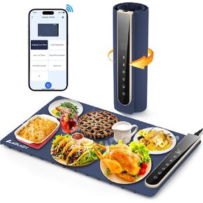 Electric Food Warming Mat for Buffet: Smart Food Warmer with App Control - Silicone Heating Mat for Food Portable Warming Trays for Parties to Keep Warm Heating Tray for Thanksgiving Christmas Xmas