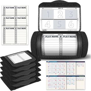 5 Pack Football Wristbands with 30 Playbook Stickers, 15 Playbook Cards, Easy Clean Football Wristbands for Plays, Quarterback Wristband Playbook for Youth Football Gear for Training