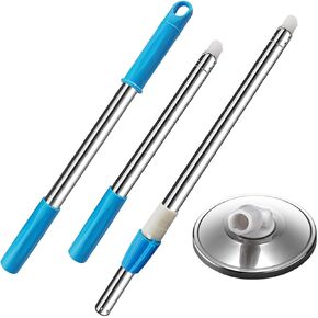 Extended Spin Mop Replacement Mop Handle, Upgraded 60-inch 360 Degrees Rotating Telescopic Replacement Mop Stick for Spin Mop Bucket Cleaning System Floor Cleaning (Plastic Disc, Green)