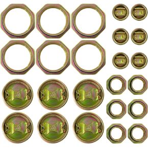 24 Pack Steel Drum Bung Plug Set, 2 Inch and 3/4 Inch Bung Hole Cap with Threaded Inner Ring, 55 Gallon Drum Caps Metal Bungs Bung Caps for 55 Gallon Barrels Drums