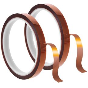 2Roll 10mmx33m(108 ft) Heat Tape for Sublimation High Temperature Heat Resistant Tape Polyimide No Residue Thermal Insulation Shield Tape with Silicone Adhesive for Electronics Soldering Circuit Board